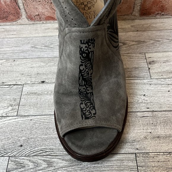 Custom Embellished Grey Suede Heels - Picture 3 of 7